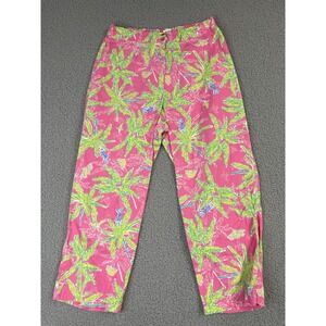 ONQUE CASUAL Womens medium pink palm trees vacation cruise cropped pants